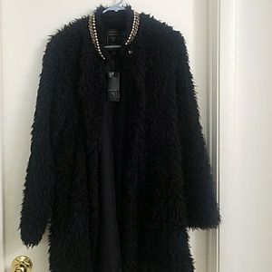 GUESS coat. Fuzzy/furry. Embroider